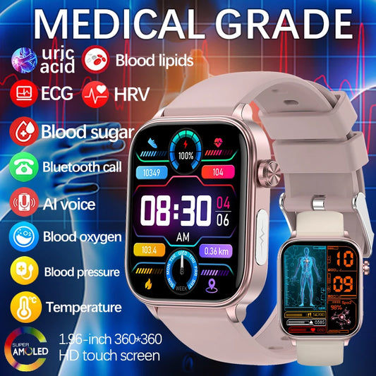 2025 New Medical Grade Smart Watch Women Blood Glucose Lipid and Uric Acid AI Diagnostic Detector Women Menstrual Health Tracker