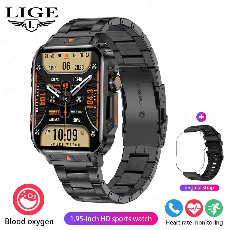 LIGE Smartwatch 1.95 Inch Screen Health Monitoring Watches IP68 Waterproof Sport Fitness Smart Watch For Men Women Reloj Hombre