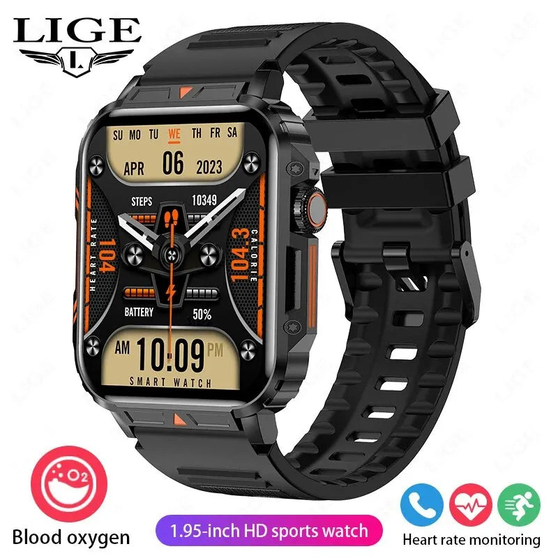 LIGE Smartwatch 1.95 Inch Screen Health Monitoring Watches IP68 Waterproof Sport Fitness Smart Watch For Men Women Reloj Hombre