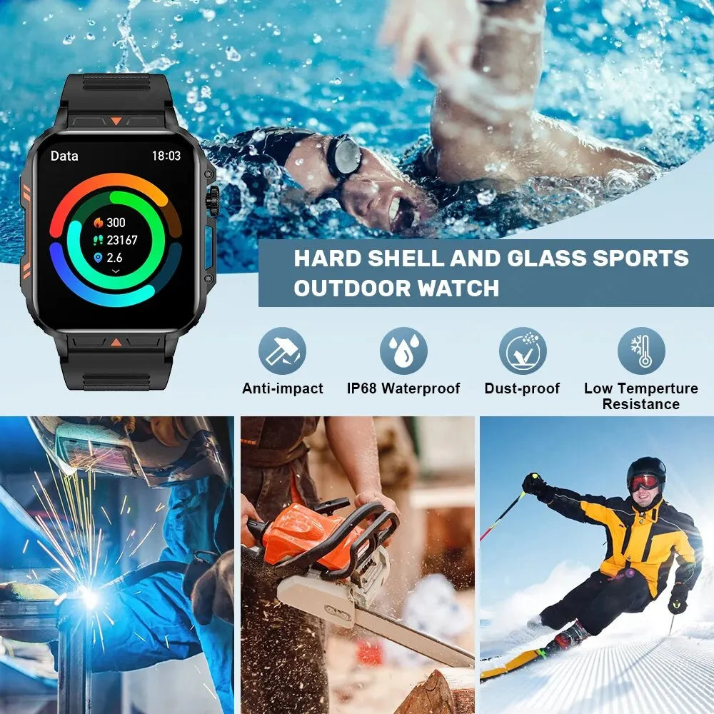 LIGE Smartwatch 1.95 Inch Screen Health Monitoring Watches IP68 Waterproof Sport Fitness Smart Watch For Men Women Reloj Hombre